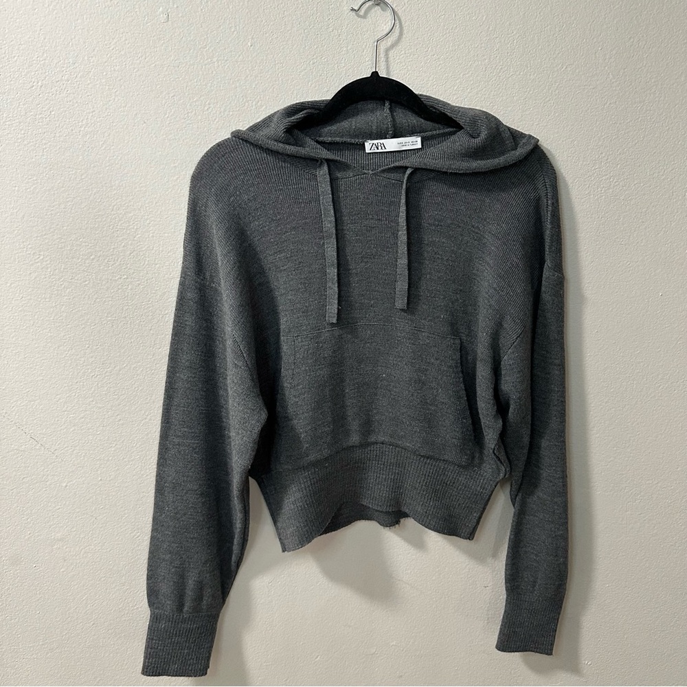 Zara Grey Knit Hoodie